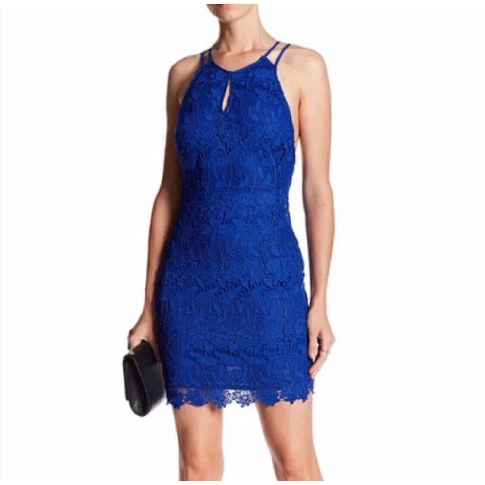 ASTR The Label Royal Blue Strappy Lace Mini Dress‎ Size M